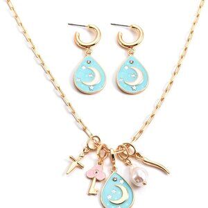 Sun Heart Necklace for Women 18K Gold Plated Heart Pendent Necklace Chunky Chain